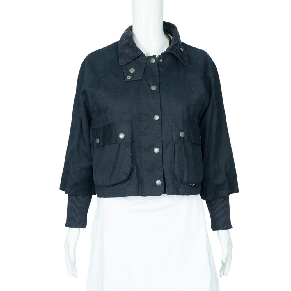 RED VALENTINO Black Cotton Sherpa Lined Cropped Jacket Size 40 US S